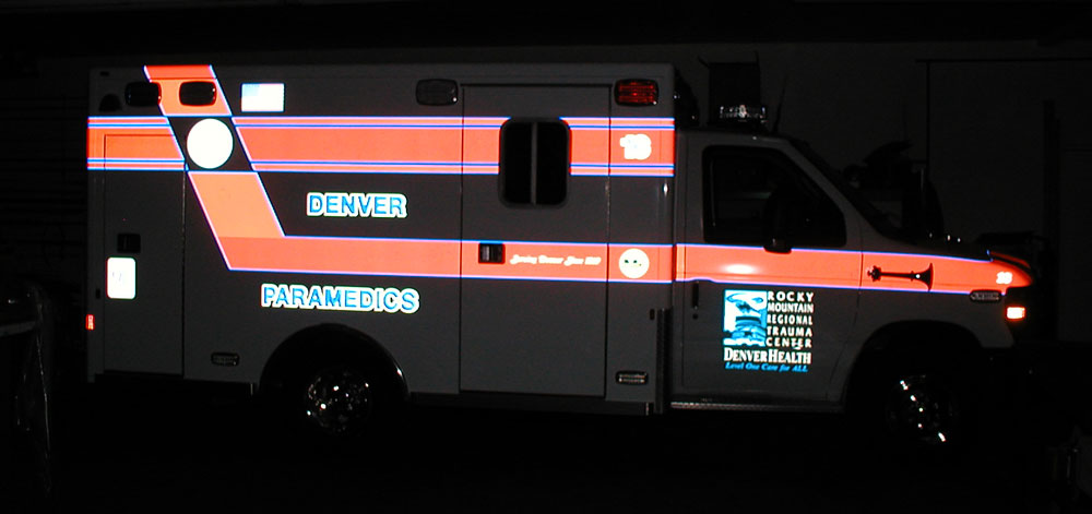 Denver Paramedics Ambulance - Before reflective contour markings - www.ambulancevisibility.com